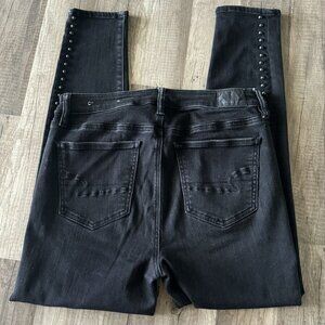 American Eagle Hi Rise Jegging Women's Size 10 Super Stretch Studded Black Denim